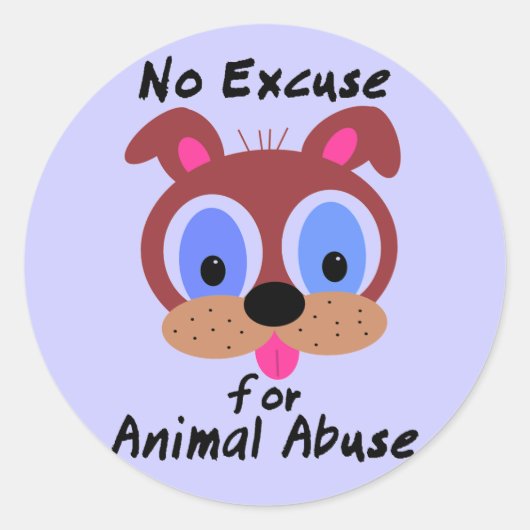 Aucune excuse pour les autocollants animaux d'abus (Devant)