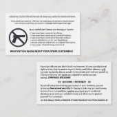 Aucunes armes à feu permises la carte (Devant / Derrière)