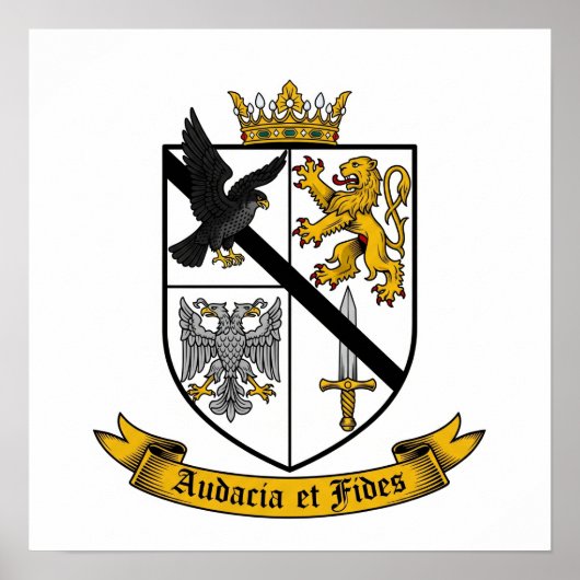 Audacia et Fides Heraldisch wapen Poster (Voorkant)