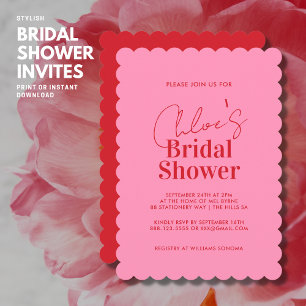 Audacieuse Invitation à la douche nuptiale rouge e