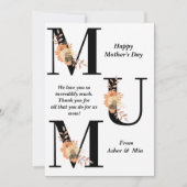 Audacieuse Typographie Maman Floral Bonne carte mè (Devant)