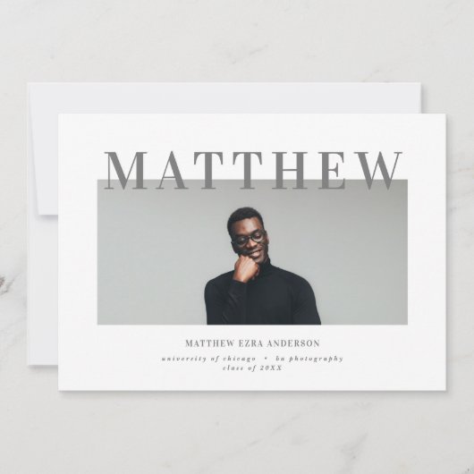 Audacieuse typographie photo graduation invitation (Devant)