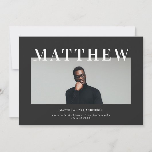 Audacieuse typographie photo graduation invitation (Devant)
