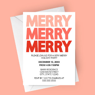 Audacieux Red Merry Holiday Party Invitation