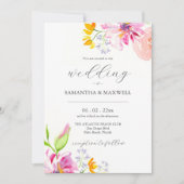 Audacieux rose florale Invitations de mariage (Devant)