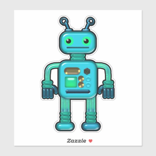 Audie de Aqua Robot Whimsical Sticker (Vel)