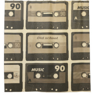 Audio Cassette, Retro Poster Hip-Hop. Douchegordijn