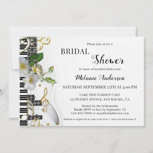 Audio en Rozen Bridal Shower Uitnodiging (Voorkant)