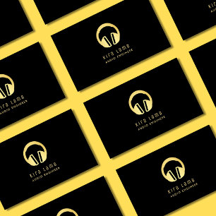 Audio Engineer Hoofdtelefoon Zwart en Goud Visitekaartje