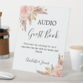 Audio Gast Boek teken bloemen pampas gras bruiloft Reclamebord Met Voetstuk (Insitu)