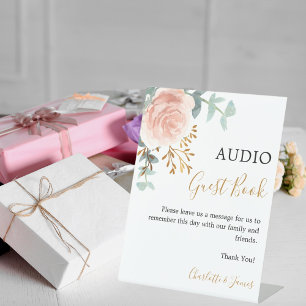 Audio gastboek bord roos goud groen bruiloft reclamebord met voetstuk