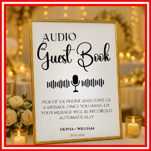Audio-gastenboek Elegant trouwbord Poster