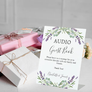 Audio Gastenboek teken lavendel groen bruiloft Reclamebord Met Voetstuk