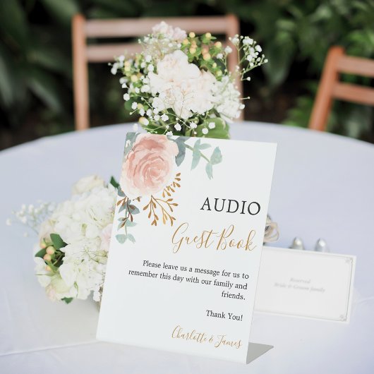 Audio Guest Book signe rose or vert mariage