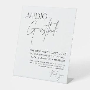 Audio Guestbook Sign, Moderne minimalistische brui Reclamebord Met Voetstuk