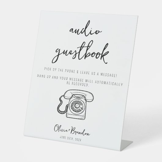 Audio Guestbook Sign telefoon Reclamebord Met Voetstuk (Voorkant)