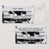 Audio-radiocassette retro zwart-wit cover visitekaartje (Voorkant / Achterkant)