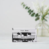 Audio-radiocassette retro zwart-wit cover visitekaartje (Staand voorkant)