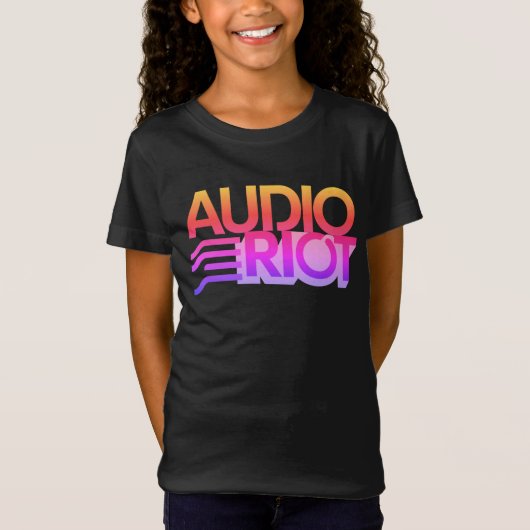 Audio Riot Jeugd Meisje Zwart T-shirt met Logo (Voorkant)