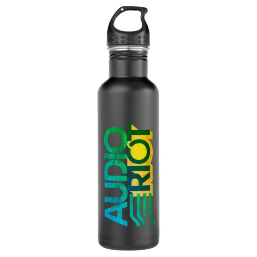 Audio Riot noir bouteille d'eau inoxydable (Devant)