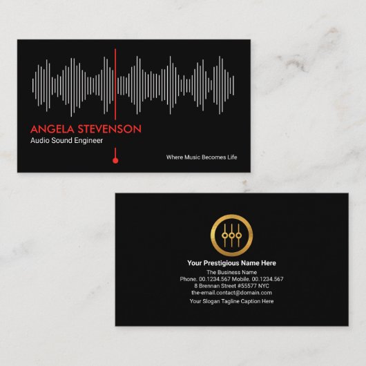 Audio Sound Wave Studio Engineer Visitekaartje (Voorkant / Achterkant)