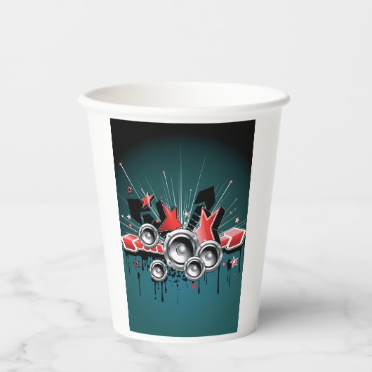 Audio voor grafische muziekluidsprekers papieren bekers (Voorkant)