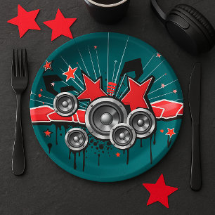 Audio voor grafische muziekluidsprekers papieren bordje