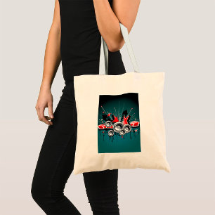 Audio voor grafische muziekluidsprekers tote bag