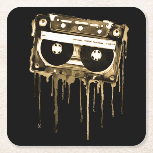  audiocassette vierkante kartonnen onderzetter (Voorkant)