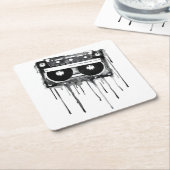  audiocassette vierkante kartonnen onderzetter (Schuin)