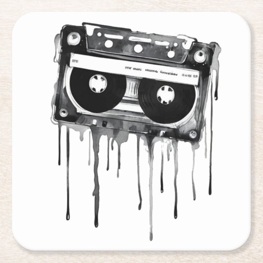  audiocassette vierkante kartonnen onderzetter (Voorkant)