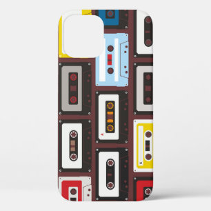 audiocassettes, naadloze achtergrond. iPhone 12 hoesje