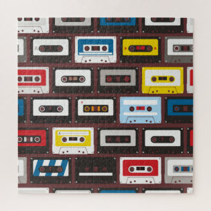 audiocassettes, naadloze achtergrond. legpuzzel