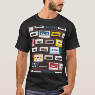  audiocassettes, naadloze achtergrond. t-shirt