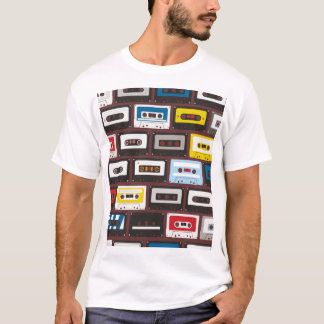 audiocassettes, naadloze achtergrond. t-shirt