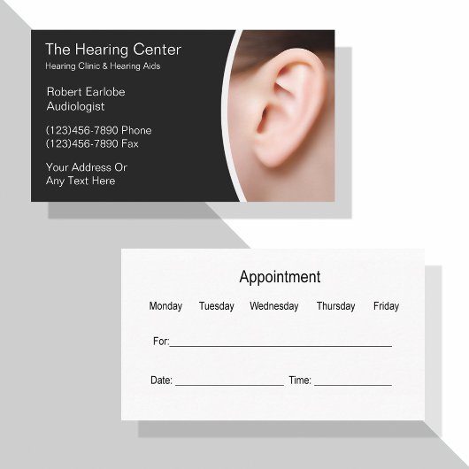 Audiologiste Ear Doctor Nomination Cartes de visit