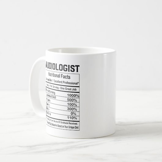 Audiologiste Faits nutritionnels 11oz Mug (Devant gauche)