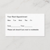 Audiologiste Test d'audition Cartes de rendez-vous (Dos)