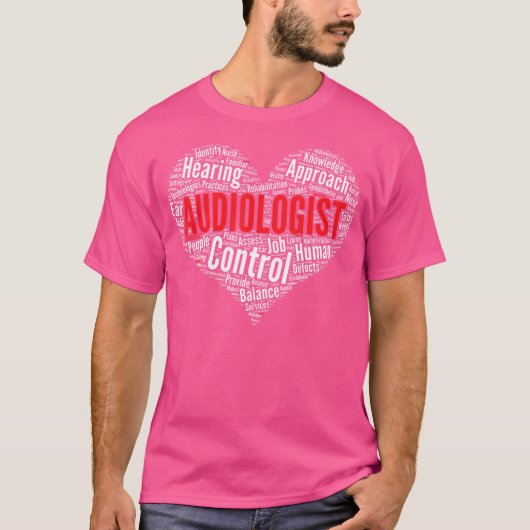 Audioloog Heart Shape Word Cloud Audiology Docto T-shirt (Voorkant)