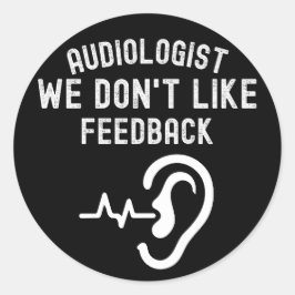 Audioloog we houden niet van feedback ronde sticker