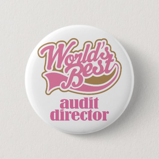 Auditdirecteur roze cadeau ronde button 5,7 cm (Voorkant)