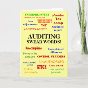 Auditing scheldwoorden Whacky Joke Auditor Verjaar Kaart