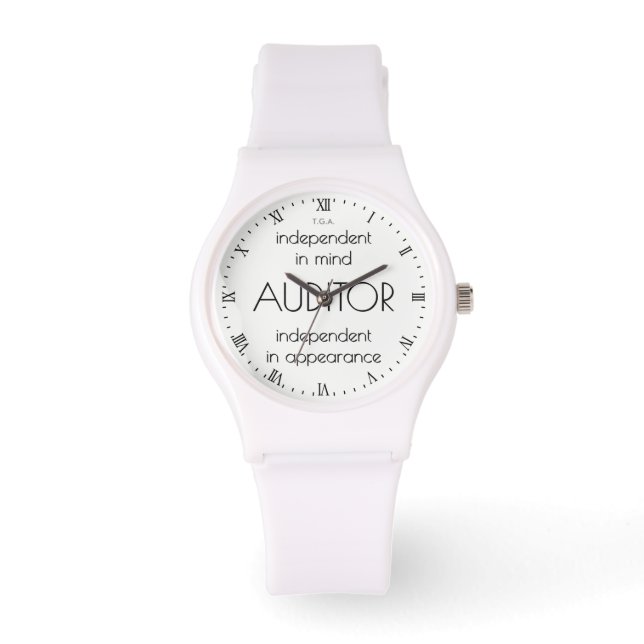 "Auditor: Independent in Mind & Vormgeving" Horloge (Voorkant)