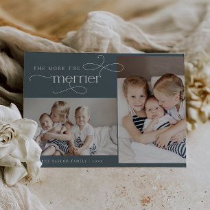 AUDREY Blue Cute Christmas Card Faire-part de nais