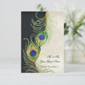 Audrey Jeanne Peacock Zwart Damast Uitnodiging (Staand voorkant)