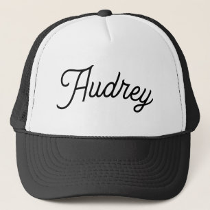 Audrey Naam Hoed Muts Zwart en Wit Neutraal Klasse Trucker Pet