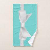 Audrey Teal Blanc Ruban Moderne Glam (Serviette à main)