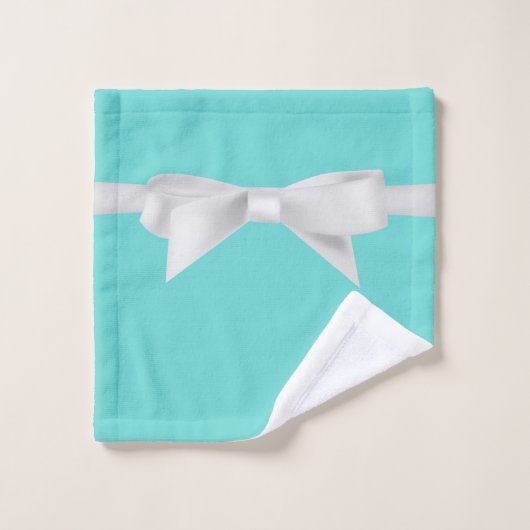 Audrey Teal Blanc Ruban Moderne Glam (Gant de toilette)