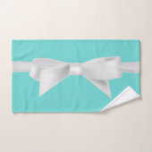 Audrey Teal Blanc Ruban Moderne Glam (Serviette à main)