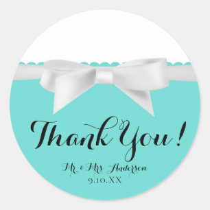 Audrey Teal Witte Boog Moderne Glam Sweet 16 Feest Ronde Sticker